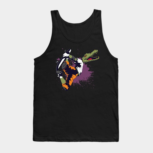 Skater Crocodile Skateboarder Tank Top by Foxxy Merch